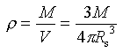 rho = M/V = 3M/(4*pi*R_s^3)